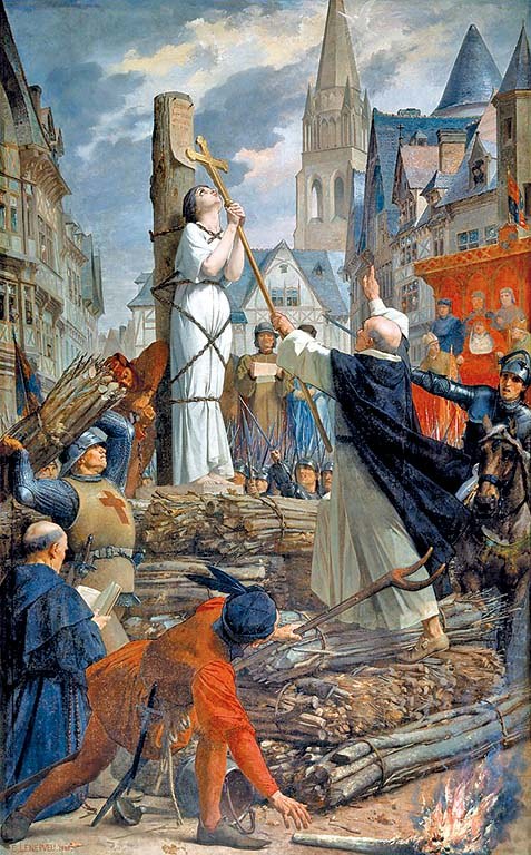 Santa Joana d'Arc na fogueira em famosa pintura assinada por Jules Lenepveu